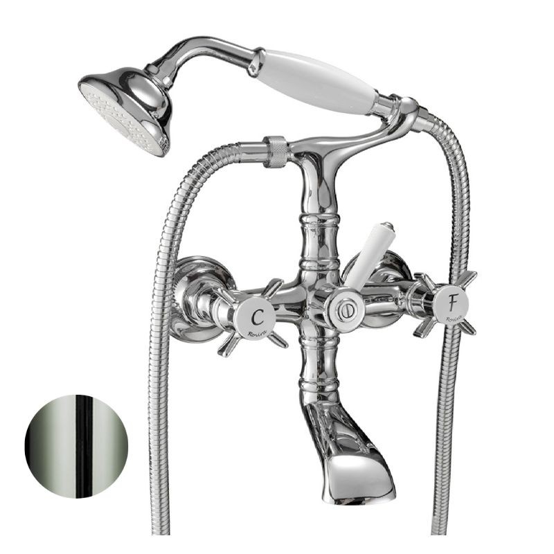 GRIFERÍA DE BAÑO CON EQUIPO BIMANDO 1880 NIQUEL BRILLO