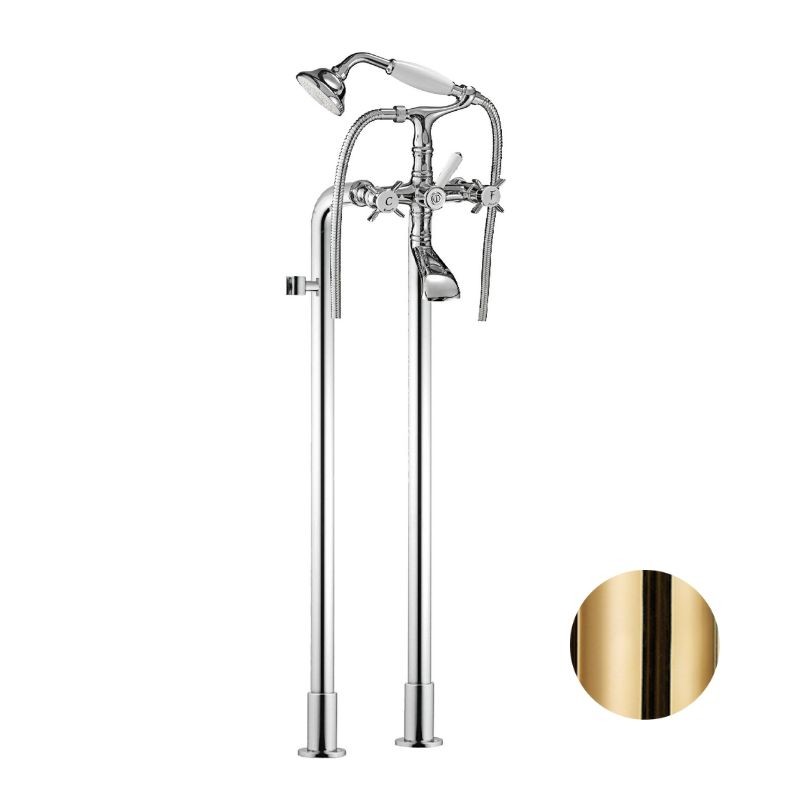 GRIFERÍA DE BAÑO DUCHA PARA BAÑERA EXENTA 1880 LATON PULIDO