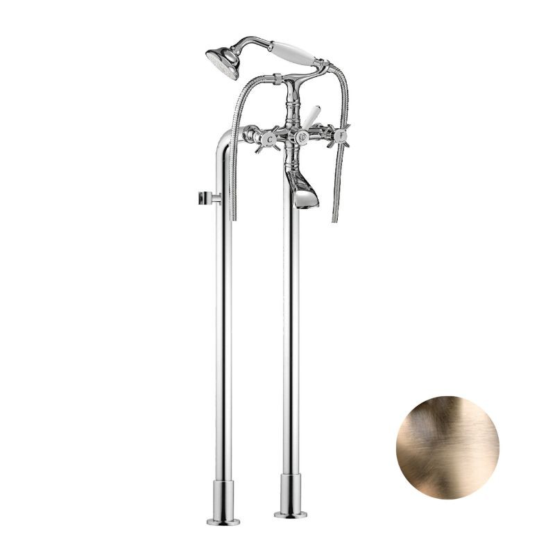 GRIFERÍA DE BAÑO DUCHA PARA BAÑERA EXENTA 1880 BRONCE VIEJO