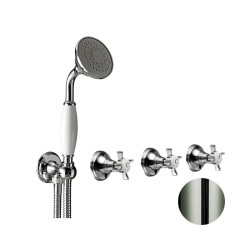 GRIFERÍA EMPOTRADA BIMANDO CON 3 VIAS 1880 NIQUEL BRILLO