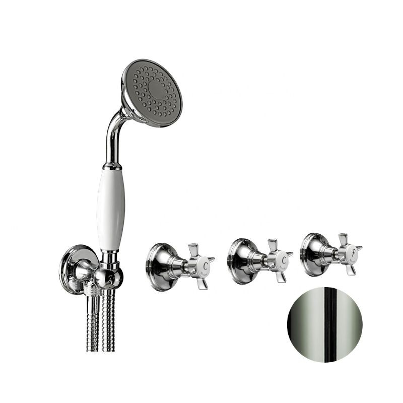 GRIFERÍA EMPOTRADA BIMANDO CON 3 VIAS 1880 NIQUEL BRILLO