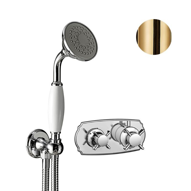 GRIFERÍA EMPOTRADA TERMOSTÁTICA CON 2 VIAS 1880 LATON PULIDO