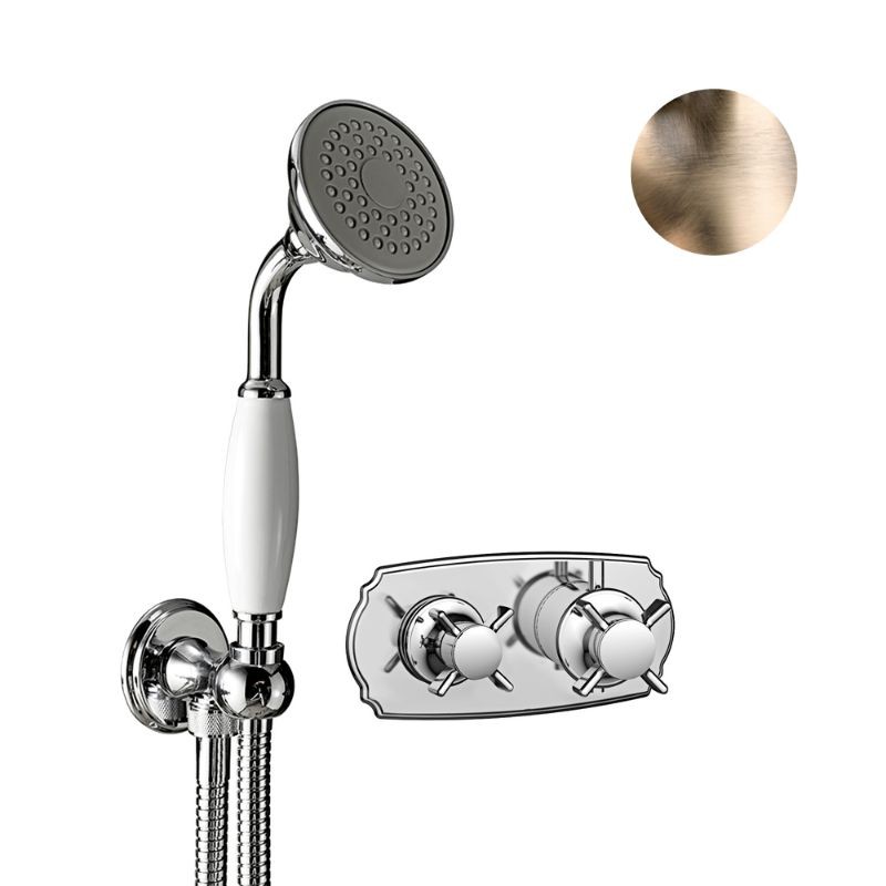 GRIFERÍA EMPOTRADA TERMOSTÁTICA CON 2 VIAS 1880 BRONCE VIEJO