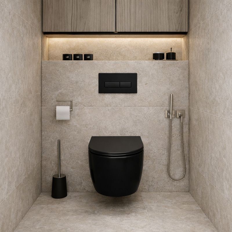 Inodoro suspendido Becrisa Magenta Negro Mate – Diseño y rendimiento