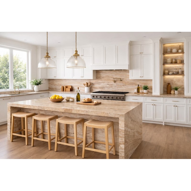 Encimera Travertino Transparente Pulido