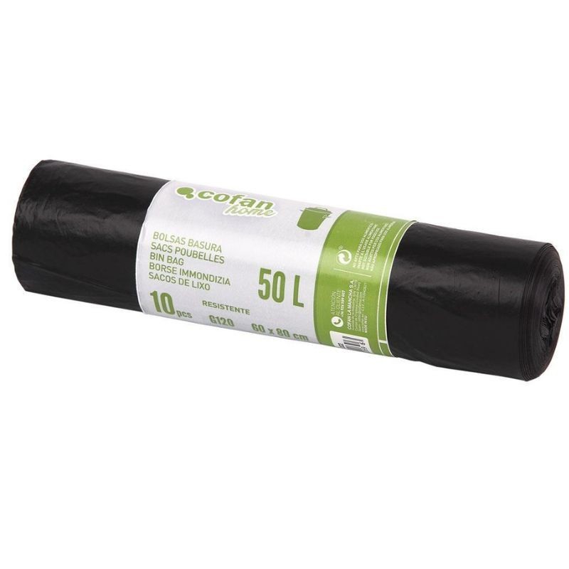 ROLLO 10 BOLSAS DE BASURA NEGRO 50L