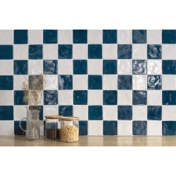Azulejo Hana White 12x12 Harmony porcelánico brillo barro artesanal