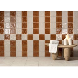 Azulejo Hana Sand 12x12 Harmony porcelánico brillo barro artesanal