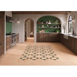 Azulejo porcelánico Kora Green decorado Mate 22.3x22.3 de Harmony