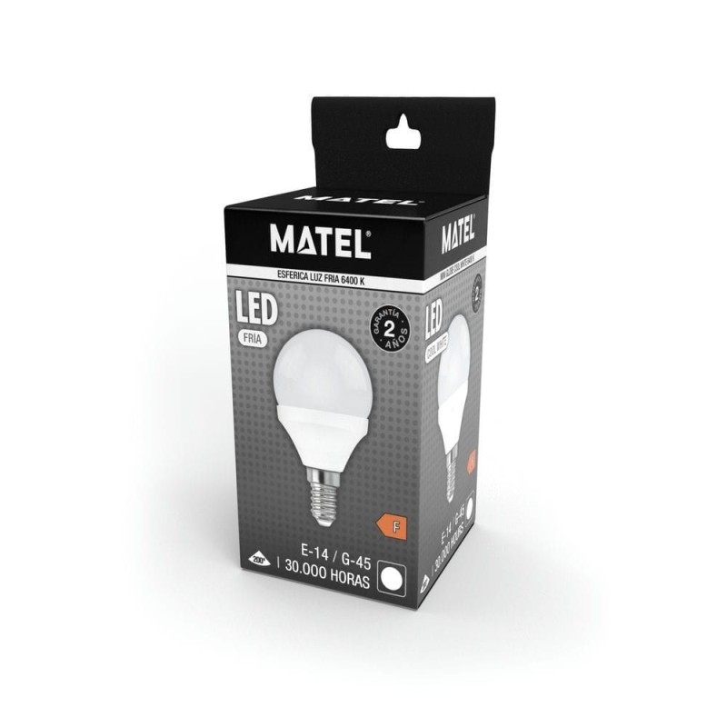 Bombilla LED Esférica E14 7W Fría Matel