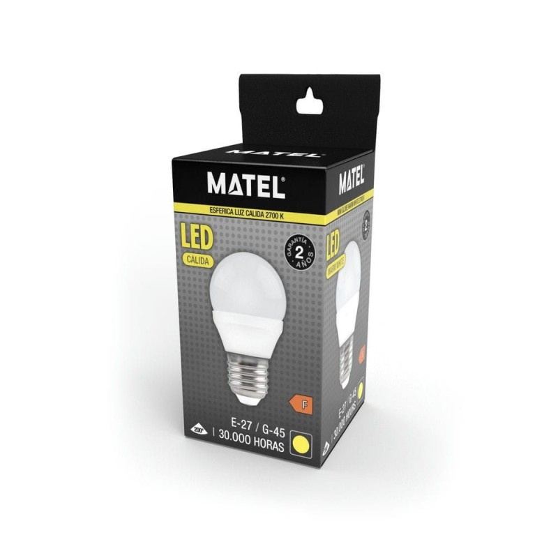 Bombilla LED Esférica E27 7W Cálida Matel