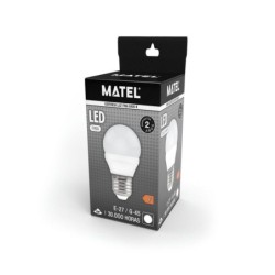 BOMBILLA LED ESFERICA ALUMINIO P.C. E27 7W. FRIA