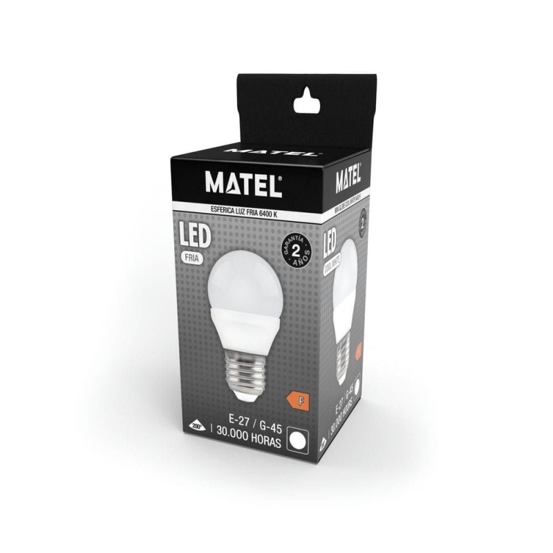 Bombilla LED Esférica E27 7W Fría Matel