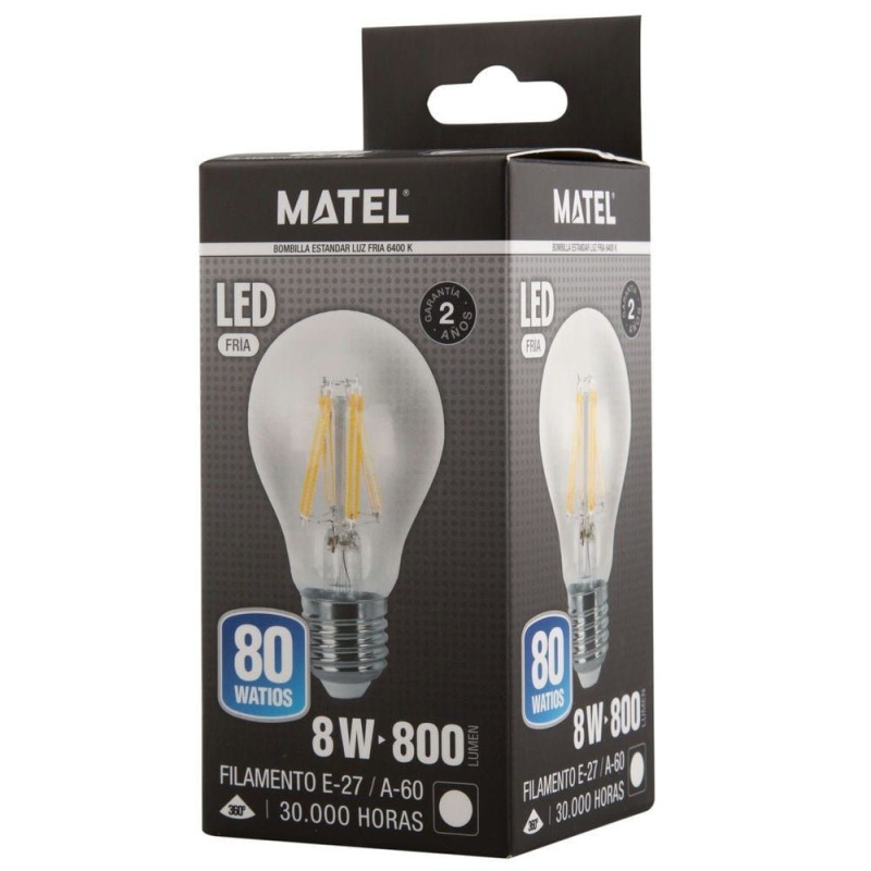 Bombilla LED E27 8 W Fría Matel