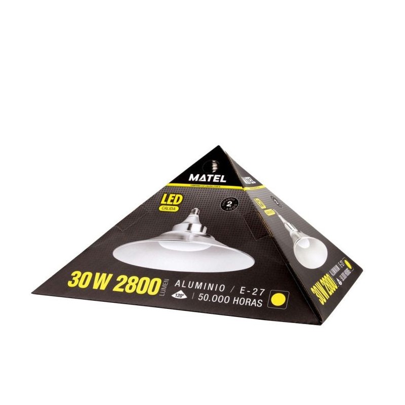 Campana LED E27 30 W 30 cm Luz Cálida Aluminio