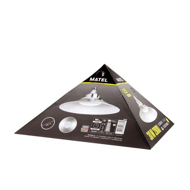 Campana LED E27 30 W 30 cm Luz Cálida Aluminio