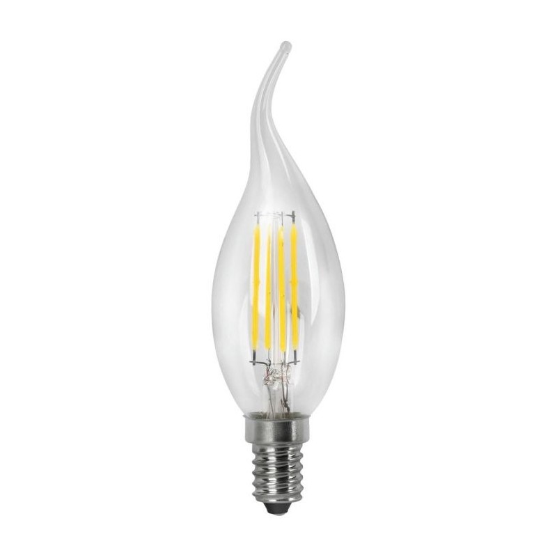 BOMBILLA LED VELA FLAMA FILAM. E14 4W. CALUMINIO