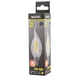 BOMBILLA LED VELA FLAMA FILAM. E14 4W. CALUMINIO