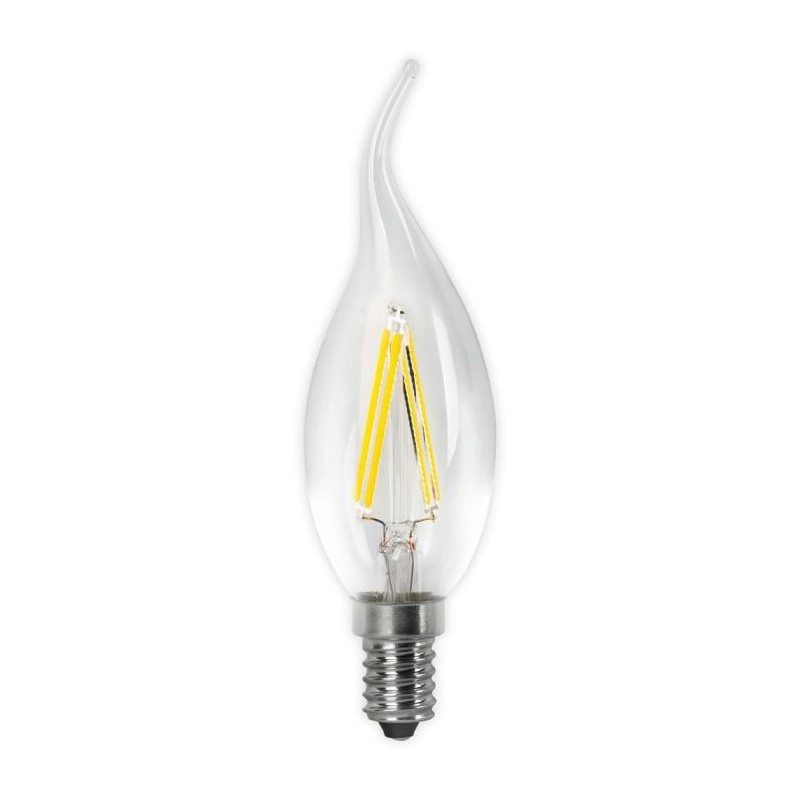 BOMBILLA LED VELA FLAMA FILAM. E14 4W. FRIA