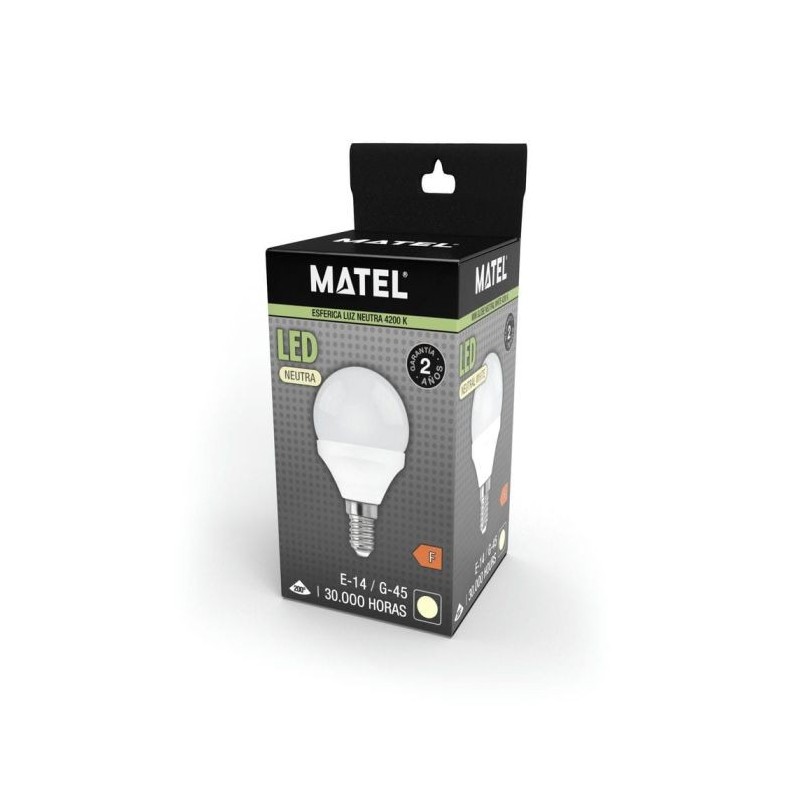 Bombilla LED Esférica E14 7 W Luz Neutra