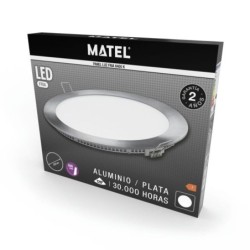 DOWNLIGHT LED REDONDO PLATA 24 W. FRIA