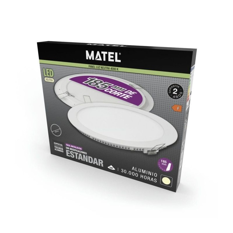 Downlight LED Redondo Plano 18 W Blanco Luz Neutra