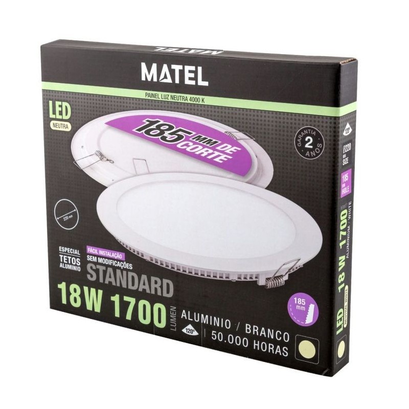 Downlight LED Redondo Plano 18 W Blanco Luz Neutra