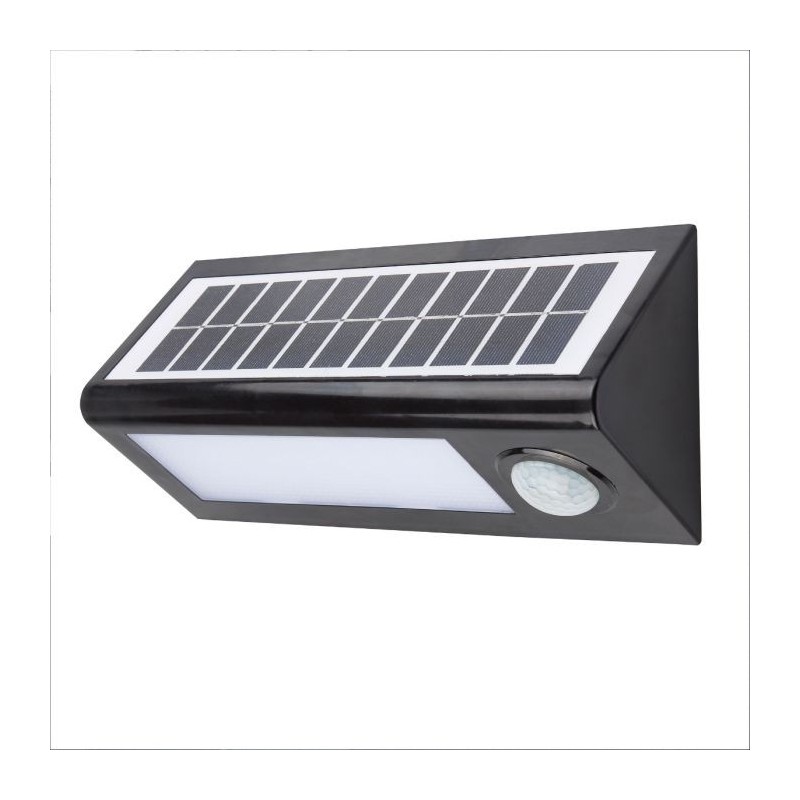 APLIQUE LED SOLAR CON SENSOR NEGRO 27 CM 8W LUZ FRÍA