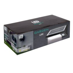 APLIQUE LED SOLAR CON SENSOR NEGRO 27 CM 8W LUZ FRÍA