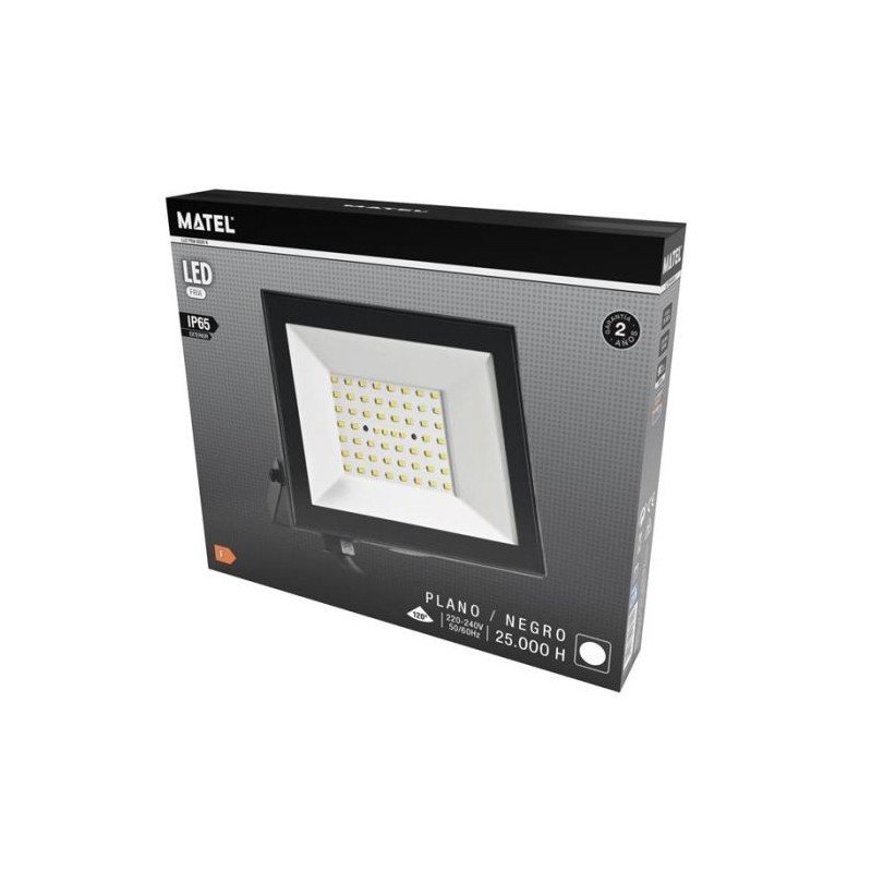 Proyector LED Plano Negro Matel IP65 30W Luz Fría