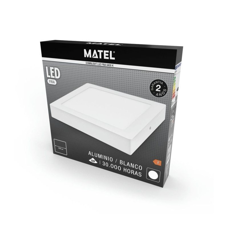 Downlight LED Superficie Cuadrado Blanco Matel 6W Fría