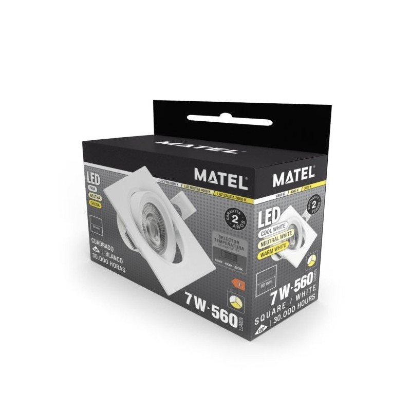 ARO LED BASCULANTE CUADRADO BLANCO IP20 7W CCT