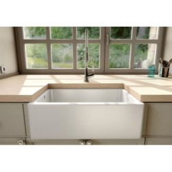 Fregadero Philippe II sobre mueble cerámica blanco Luisiceram Luisina