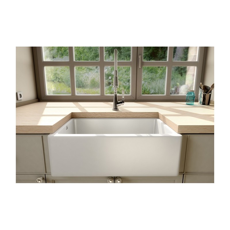 Fregadero Philippe II sobre mueble cerámica blanco Luisiceram Luisina