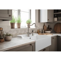 Fregadero François III sobre mueble cerámica blanco Luisiceram Luisina