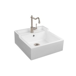 Fregadero François III sobre mueble cerámica blanco Luisiceram Luisina