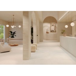 Gres porcelánico efecto piedra Marazzi Pietra di Sicilia Bianco decorado rigato antideslizante rectificado 60x120 cm