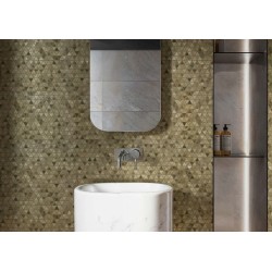 Mosaico triangular dorado brillo TAU Luxor Gold 30,2x30,4