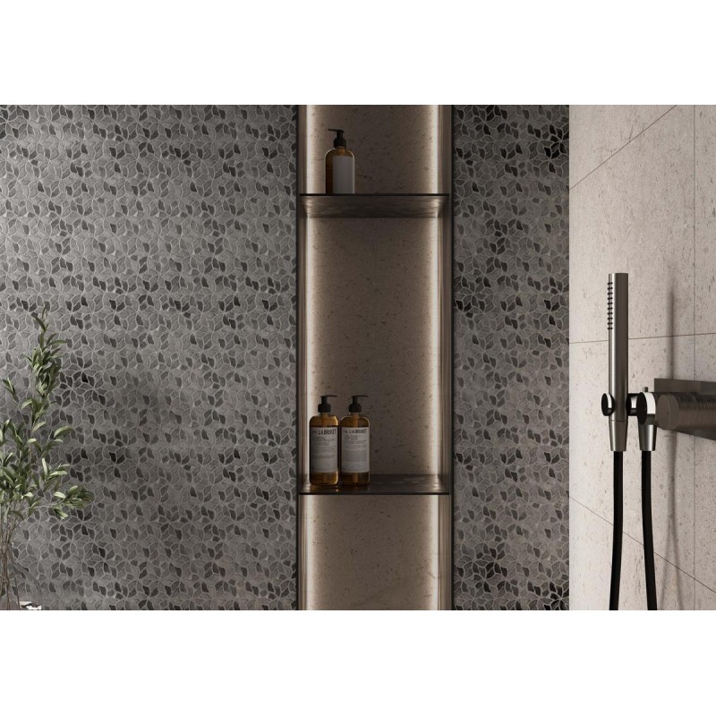 MOSAICO FLOWERS LUXOR ARGENT BRILLO 29,5X28,4