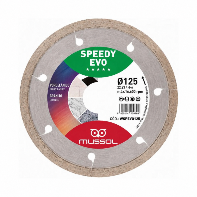 Disco Diamante Mussol Speedy EVO 125mm Continuo Porcelánico