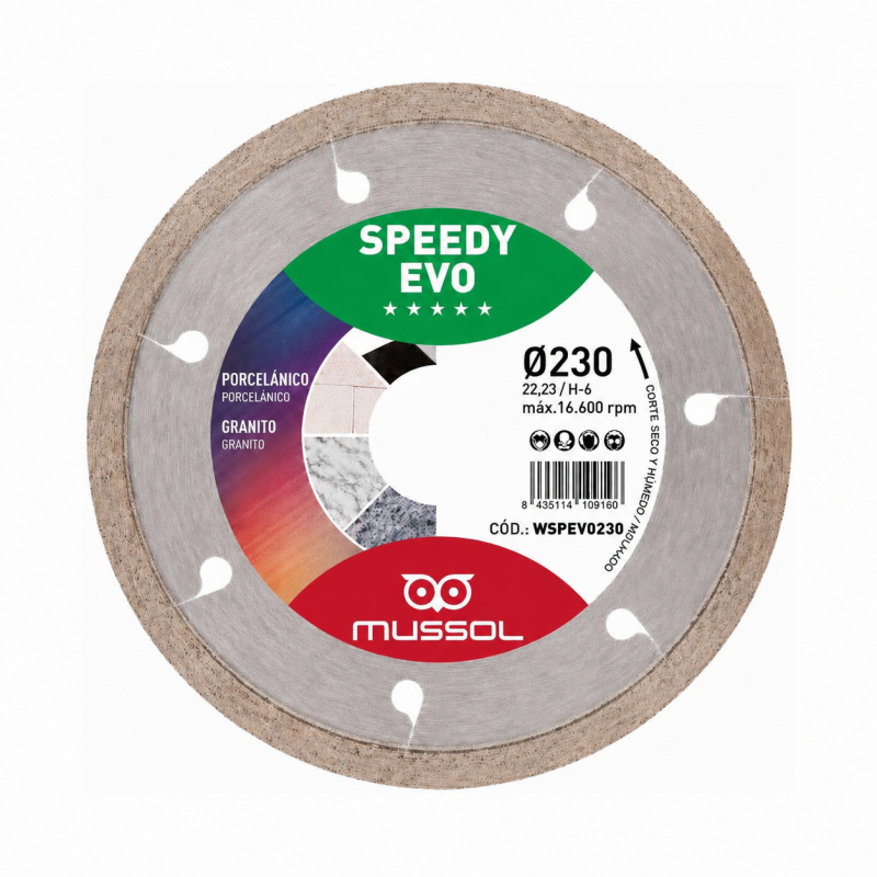 Disco Diamante Mussol Speedy EVO 230mm Continuo Porcelánico