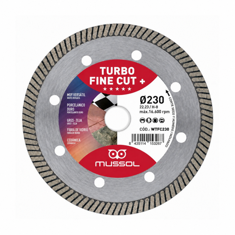 Disco Diamante Mussol Turbo Fine Cut 230mm Porcelánico