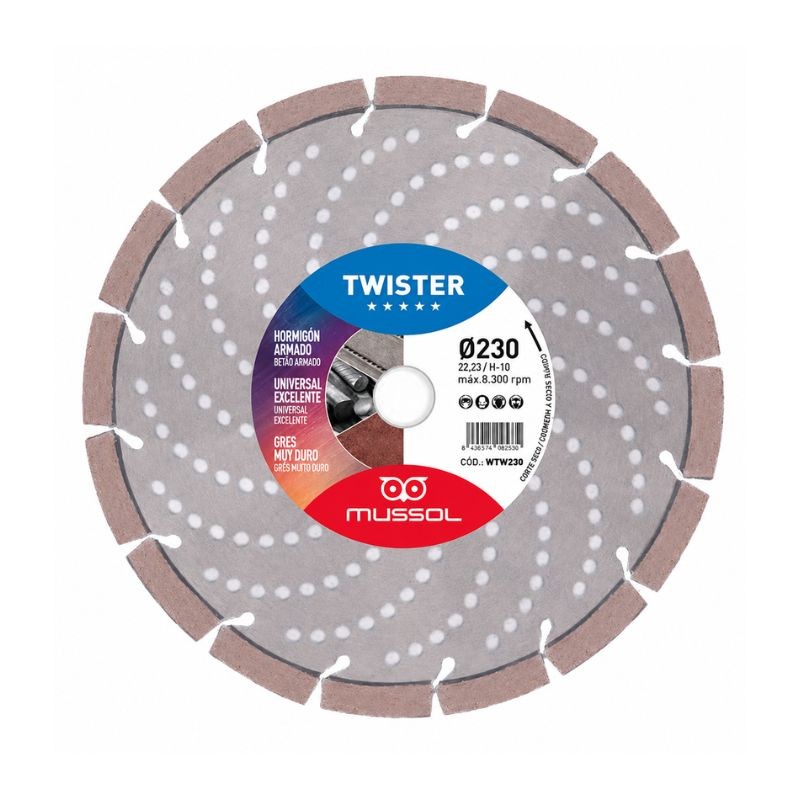 Disco Diamante Mussol Twister 230mm Segmentado Universal