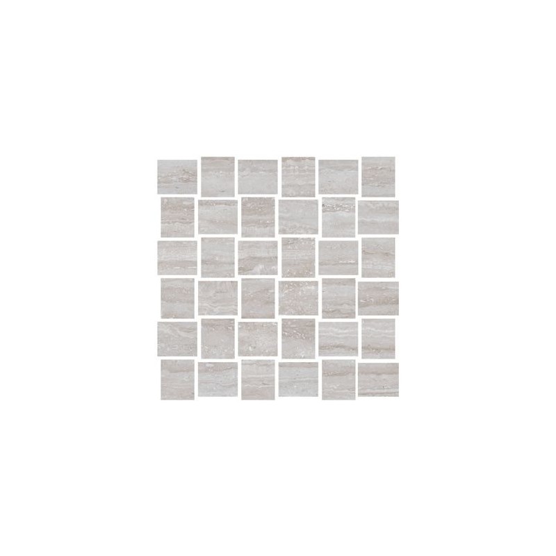 Mosaico Luxury Flavia Cenere efecto mármol travertino 28x28