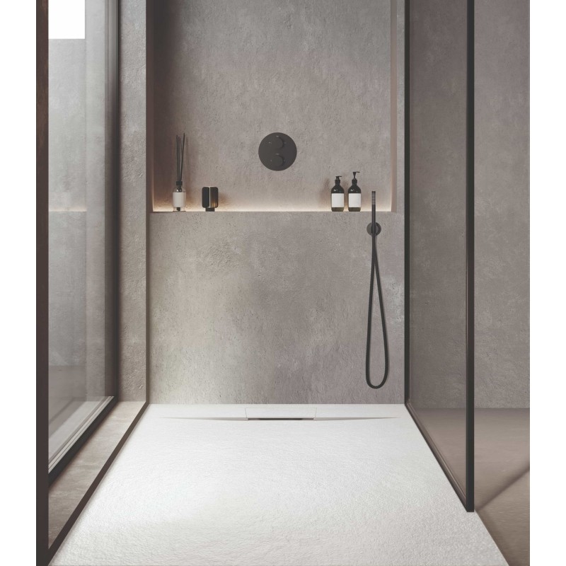 Plato de ducha Nilo blanco 140x70 cm resina textura pizarra Equizone