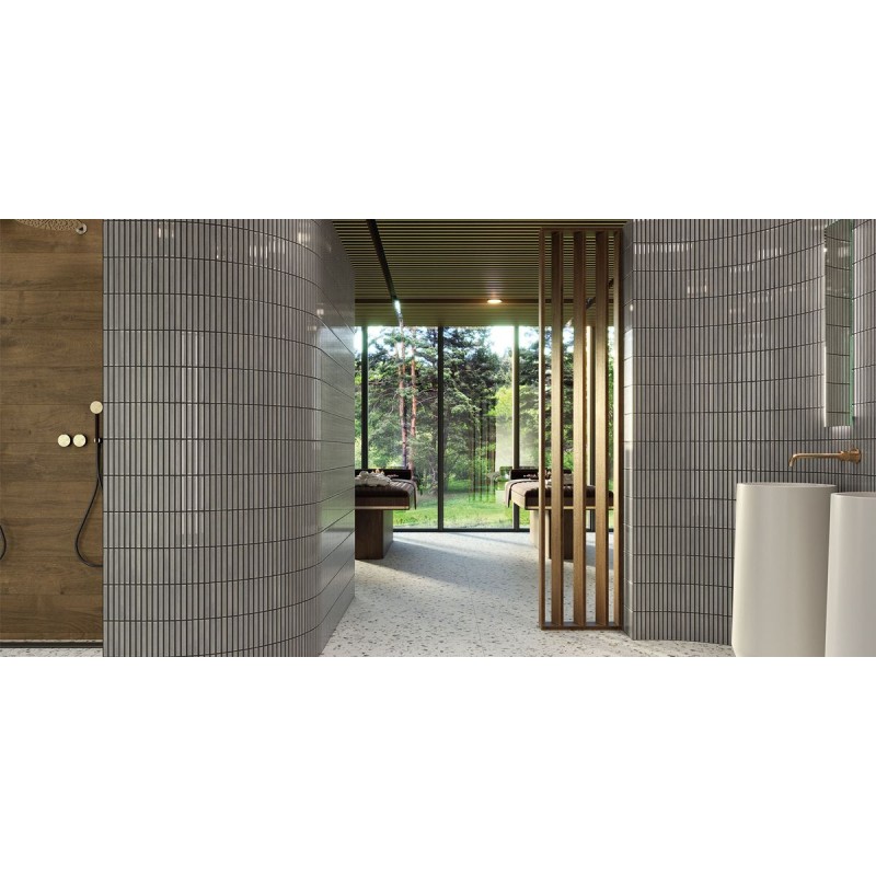 MOSAICO STRIPES HAZE GREY GLOSSY 29,6X29,9