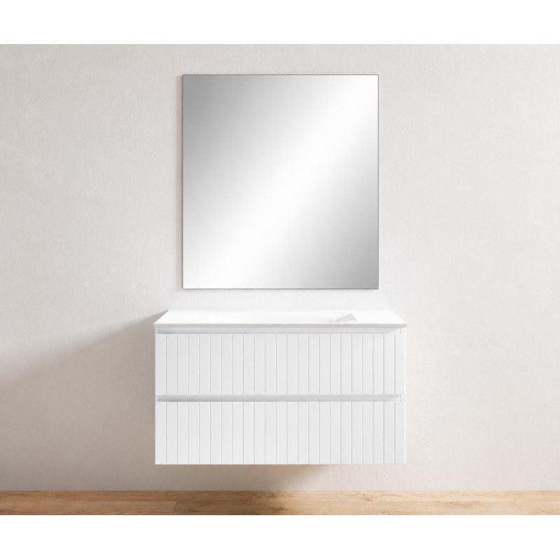 Mueble de Baño Suspendido Glow 80 cm Blanco Mate 2 Cajones