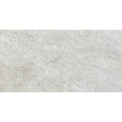 Porcelánico Rockville White de Stylnul, efecto piedra blanco mate antideslizante 37x75 para suelo y pared interior y exterior