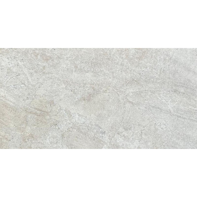 Porcelánico Rockville White de Stylnul, efecto piedra blanco mate antideslizante 37x75 para suelo y pared interior y exterior