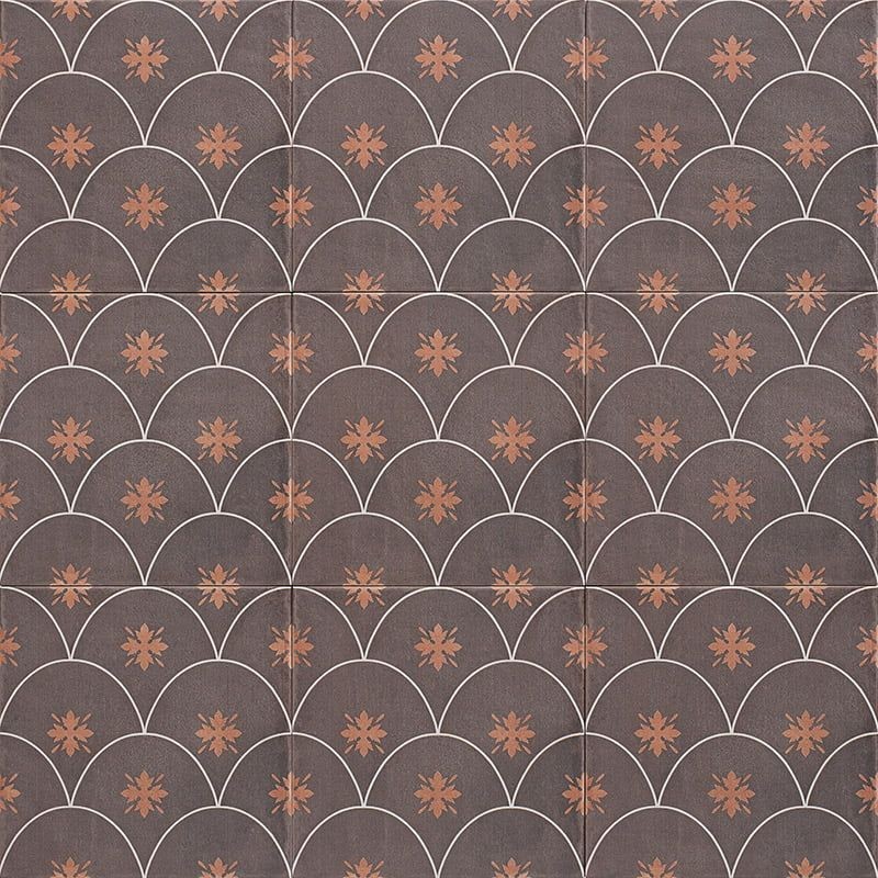 Azulejo porcelánico Mainzu Glamour Brown 20x20 decorado efecto hidráulico